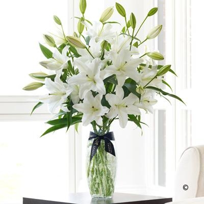 Luxury White Oriental Lily Vase.